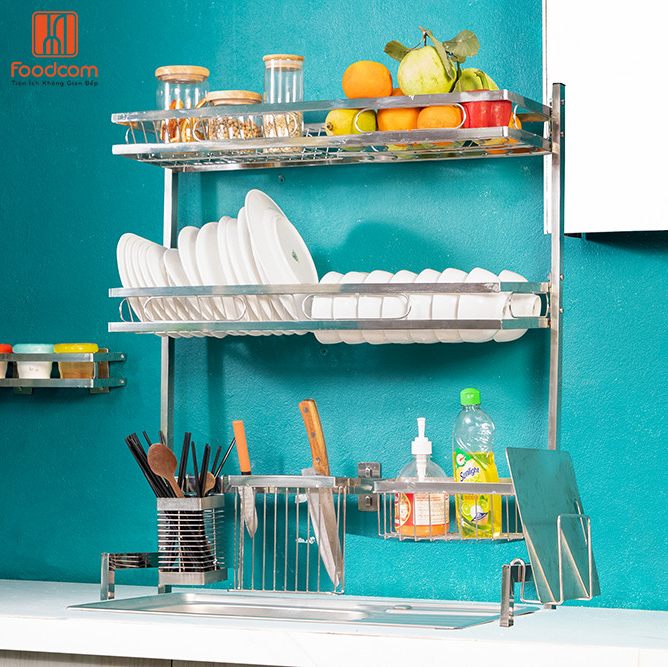 Kệ bát inox Foodcom liền khối đa năng 2 tầng - FC -LK 106-2 - loại 106cm 